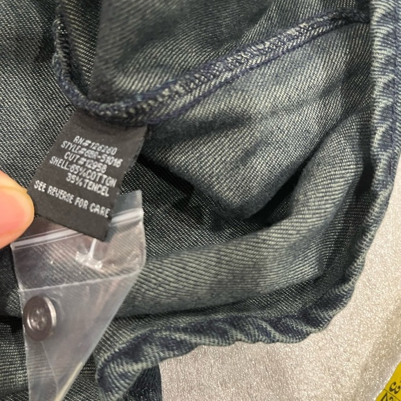 [M]Velvet Heart Dark Denim Balloon Long Sleeve Shirt Dress Belted - Picture 9 of 9